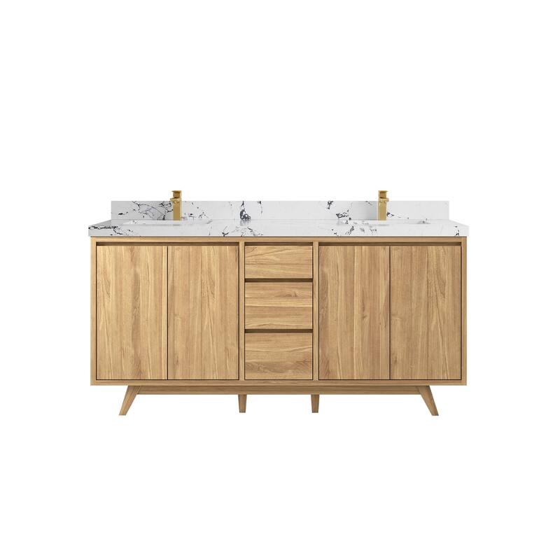 Willow Collections 72 in. W x 22 in. D s Madison Teak Double Sink Bathroom Vanity with Countertop