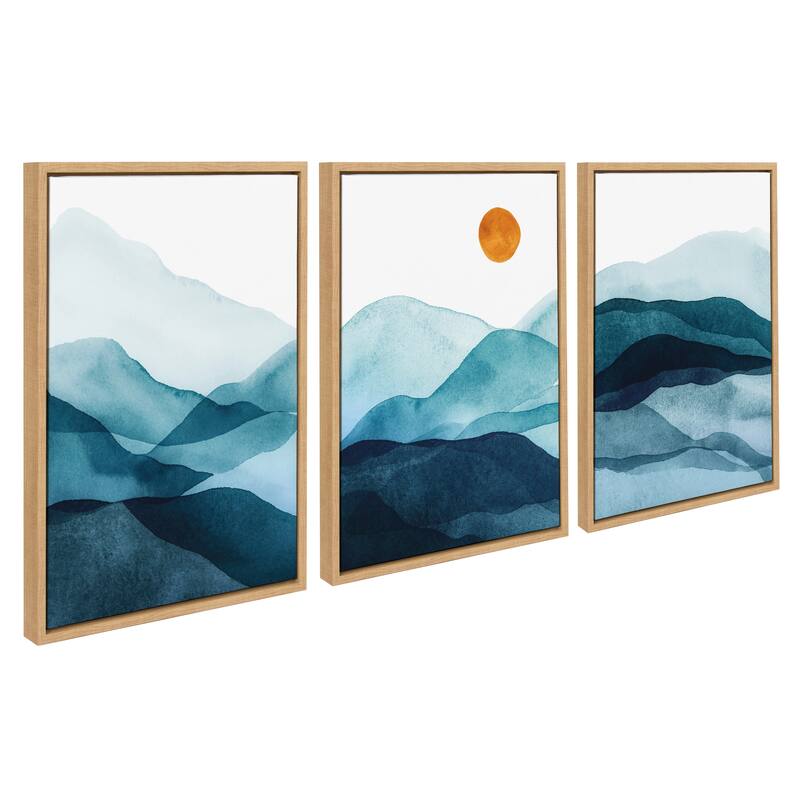 Kate and Laurel Sylvie Mountain Range Framed Canvas by Amy Lighthall