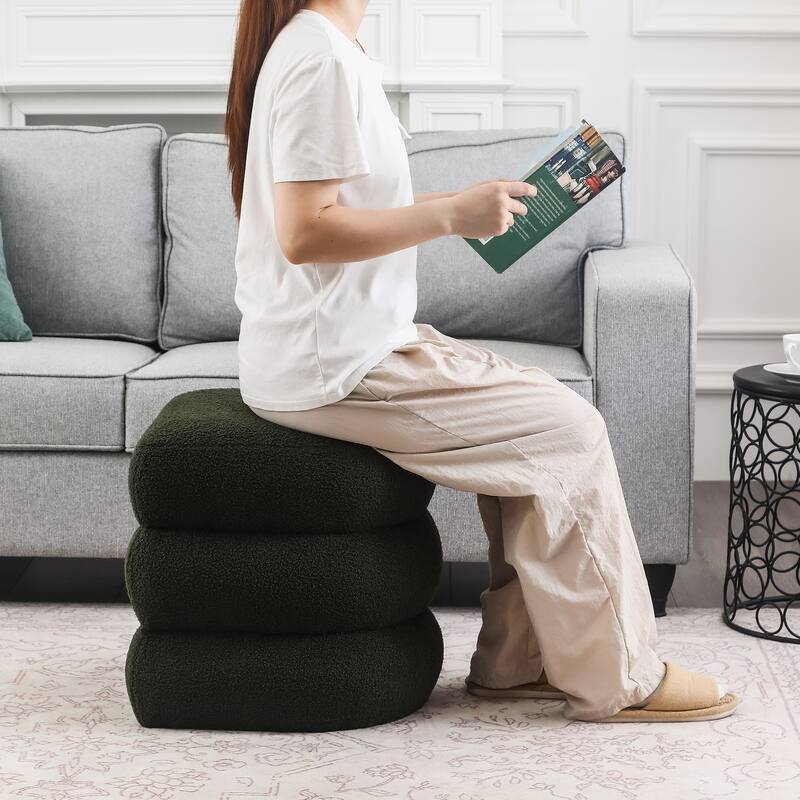 Adeco Boucle Ottoman Upholstered Footrest