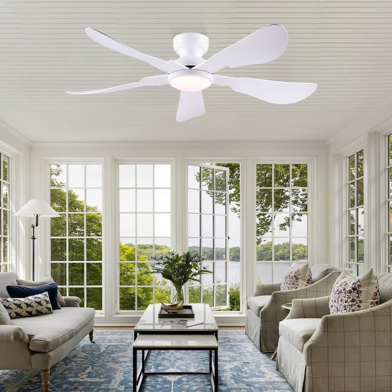 32/36/46/52 inches Low Profile Ceiling Fan with Light and Remote for Living Room Bedroom Kid's Room Patio