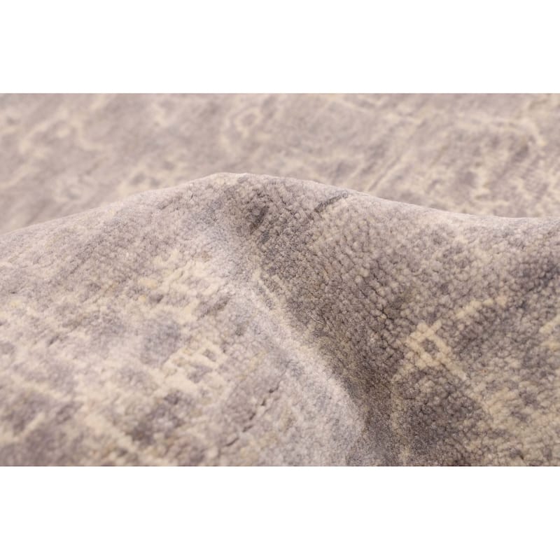 ECARPETGALLERY Hand-knotted Finest Oushak Dark Grey Wool Rug - 5'11 x 8'11