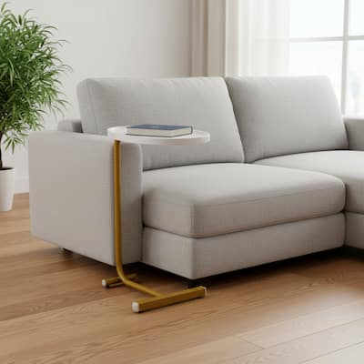HomeRoots Set of Two White and Gold Faux Marble and Metal Oval End Tables - 11.80 in. x 23.62 in. x 17.72 in.