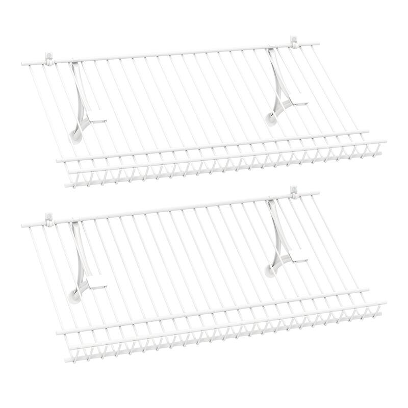 Gymax Set of 2 Metal Wire Shelving Unit Sloping Shoe Racks w/