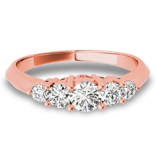 Lucid Styles 14K Gold 0.62 CT Round Cut Five-Stone Classic Diamond Wedding Ring