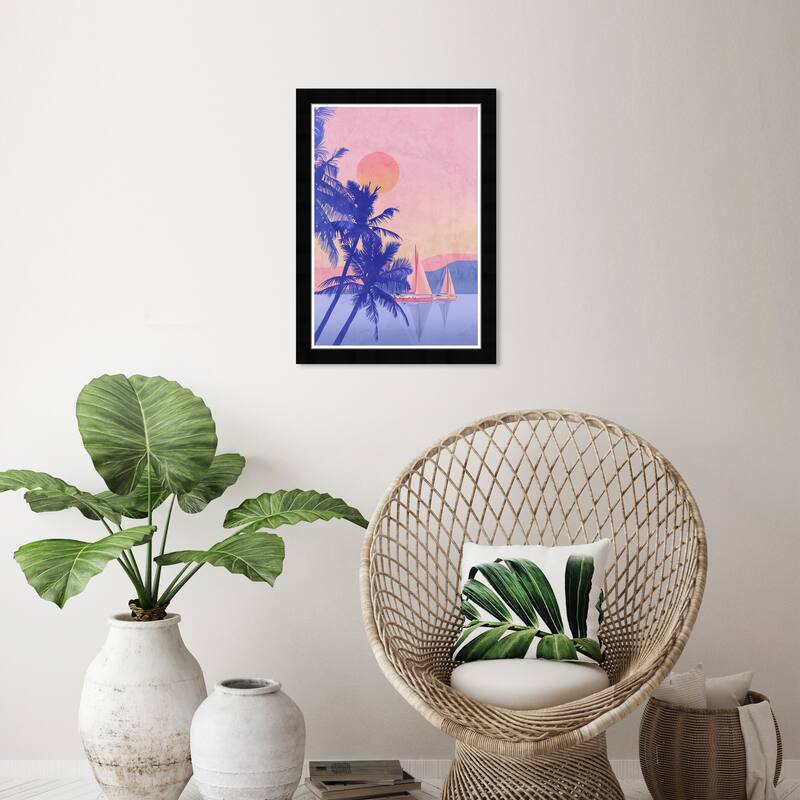 Wynwood Studio Coral Coastal Sailing Framed Beachfront Coastal Prints