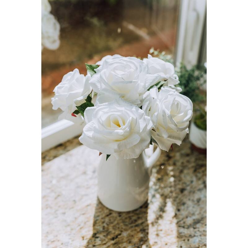12" H Roses in Ceramic Water Pot,Pink - ONE-SIZE