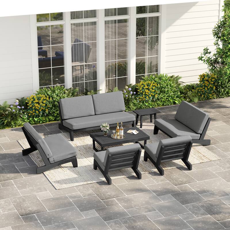 Casual Large Teak Outdoor Patio Conversation Set