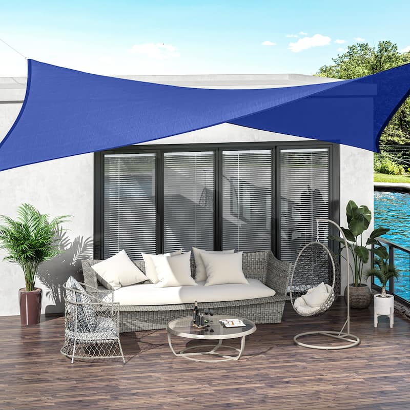 Outsunny 20' x 16' Rectangle Outdoor Patio Sun Shade Sail Canopy - Blue