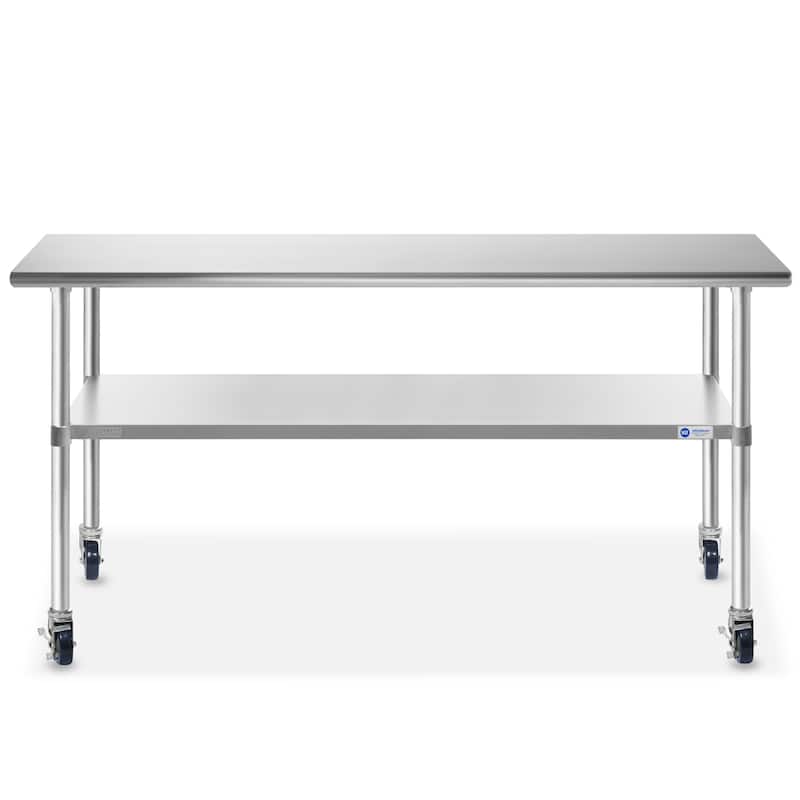 72 x 24in NSF Stainless Steel Prep Table with Casters