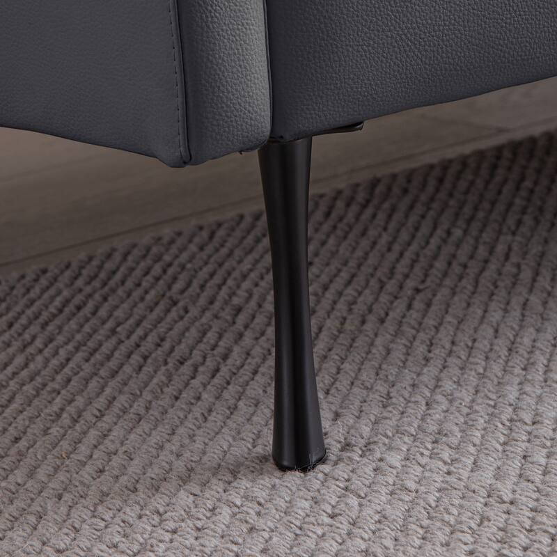 81" Modern L-Shaped Reversible Chaise Lounge Sofa in Dark Grey Technical Leather