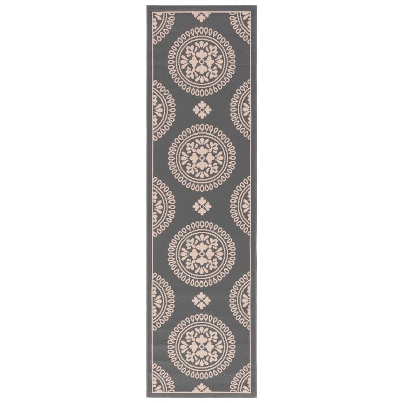 SAFAVIEH Courtyard Lyndy Rug - 2'4" x 12' Runner - Grey