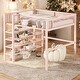 preview thumbnail 1 of 65, Modern Style Full Size Metal Loft Bed with 4-Tier Shelves and Storage, Creative Structure, Storage Space, Good Stability, Pink Pink