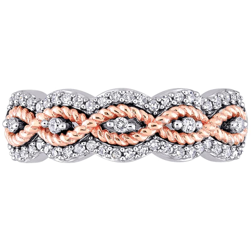 Miadora Signature Collection 2-Tone 10k Rose and White Gold 1/4ct TDW Diamond Infinity Anniversary Band