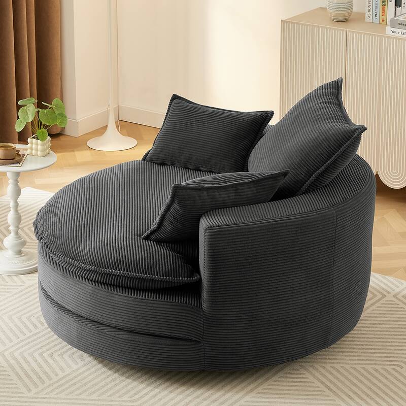 360° Swivel Accent Chair Round Barrel Chair, Living Room Oversized Single Sofa Chair Chaise Lounge Reading Sofa Armchair
