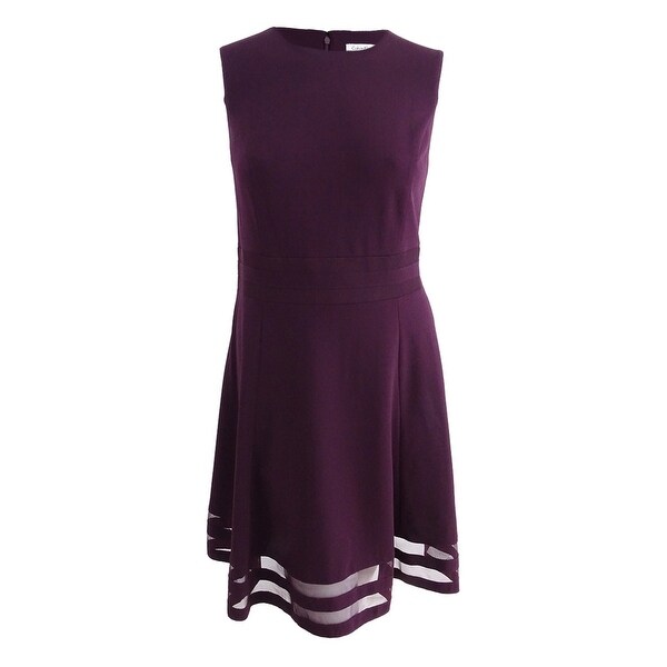 calvin klein illusion trim fit and flare dress