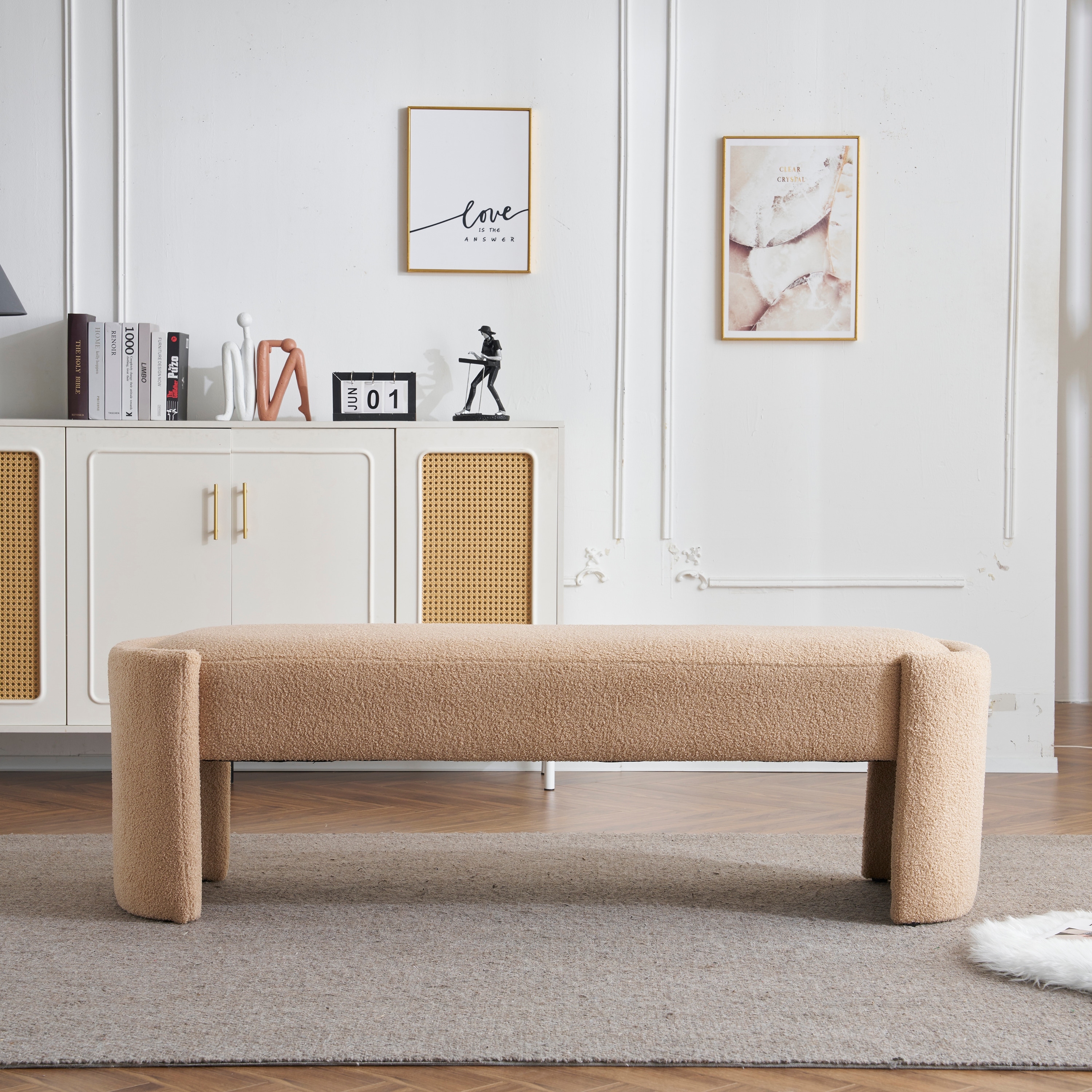 Light Camel Ottoman Bench Hallway Bench Lounge Bench, Window Bench Vanity Bench Dining Bench Leisure Bench