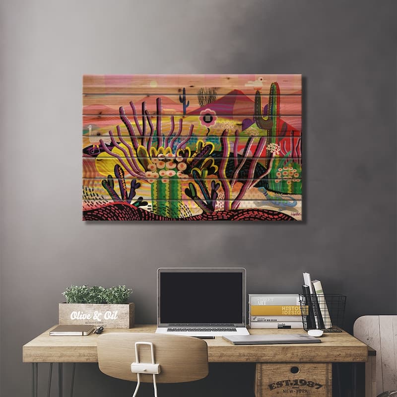 Desert Trip Print On Wood by Charles Harker - Multi-Color
