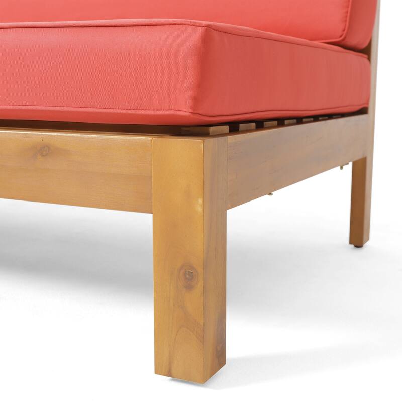 Brava Outdoor Acacia Wood X-Back Patio Sectional Sofa by Christopher Knight Home