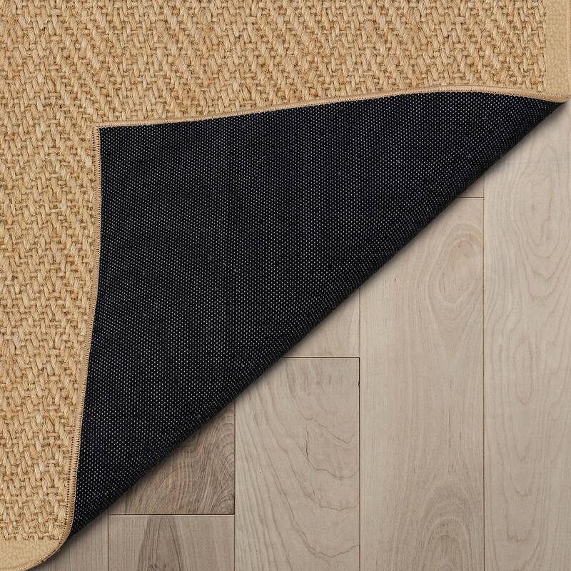 Well Woven Jute Boerboel Geometric Herringbone Flat-Weave Area Rug