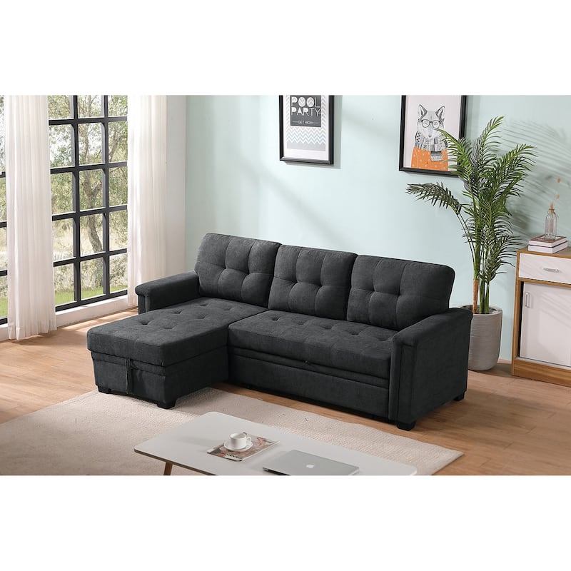 Reversible Sleeper Sectional Sofa with Storage Chaise, USB Charging Ports and Pocket
