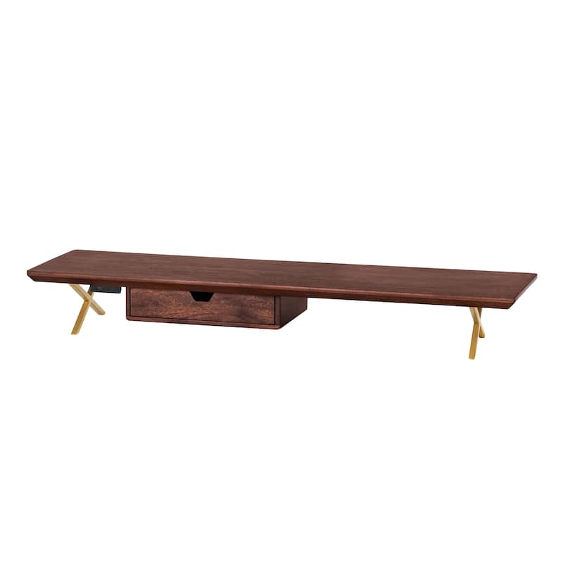 Jani Wood Monitor Stand Riser Desk - Ergonomic Design Stand, Desktop Organizer Table for Home, Office Workspace, Gaming Desk