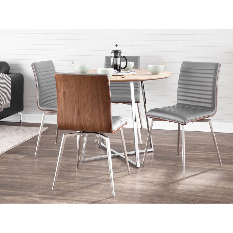 Mason Grey Swivel Chair Stainless Steel & Walnut Wood (Set of 2)