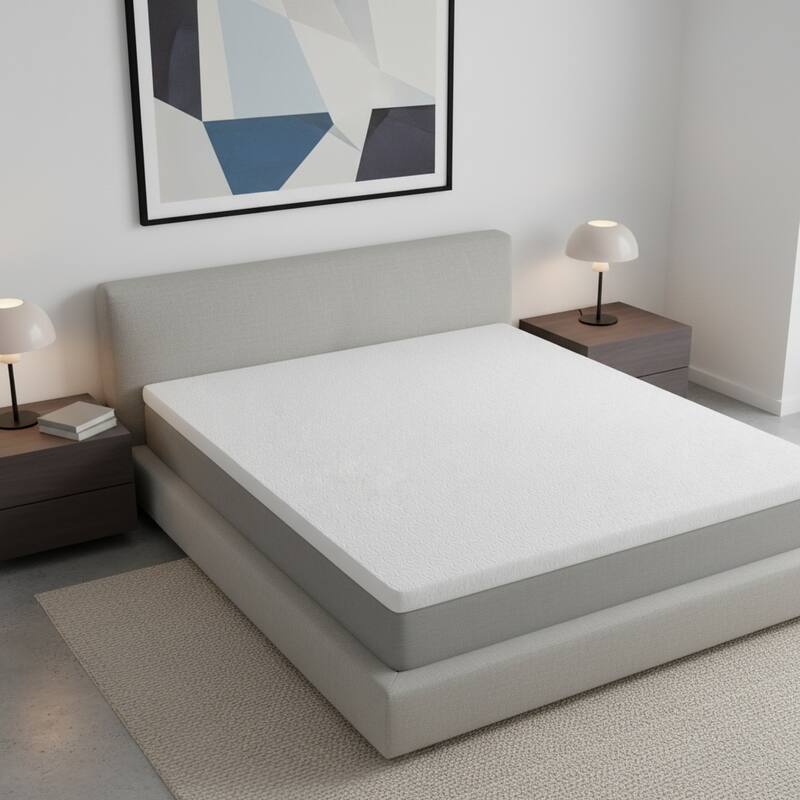 2" White Gel Memory Foam Full Double Mattress Topper - 2 Inch - White - 54.00 in. x 75.20 in.  x 2.00 in.