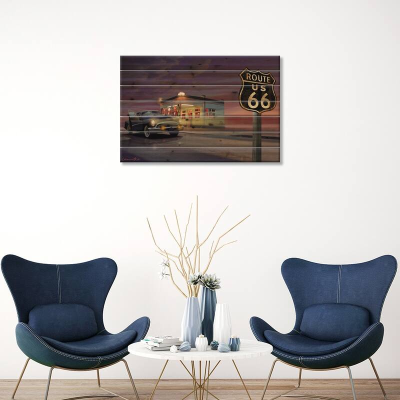 Route 66 Print On Wood by Chris Consani - Multi-Color