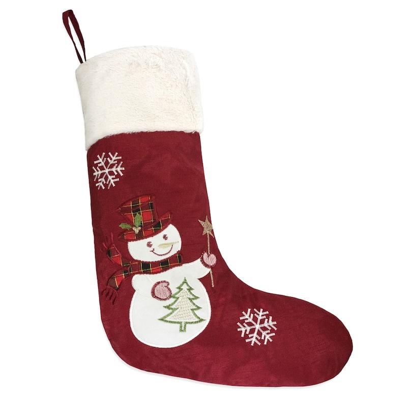 Homey Cozy Floral Velvet Embroidered Christmas Stocking - Velvet/Snowman
