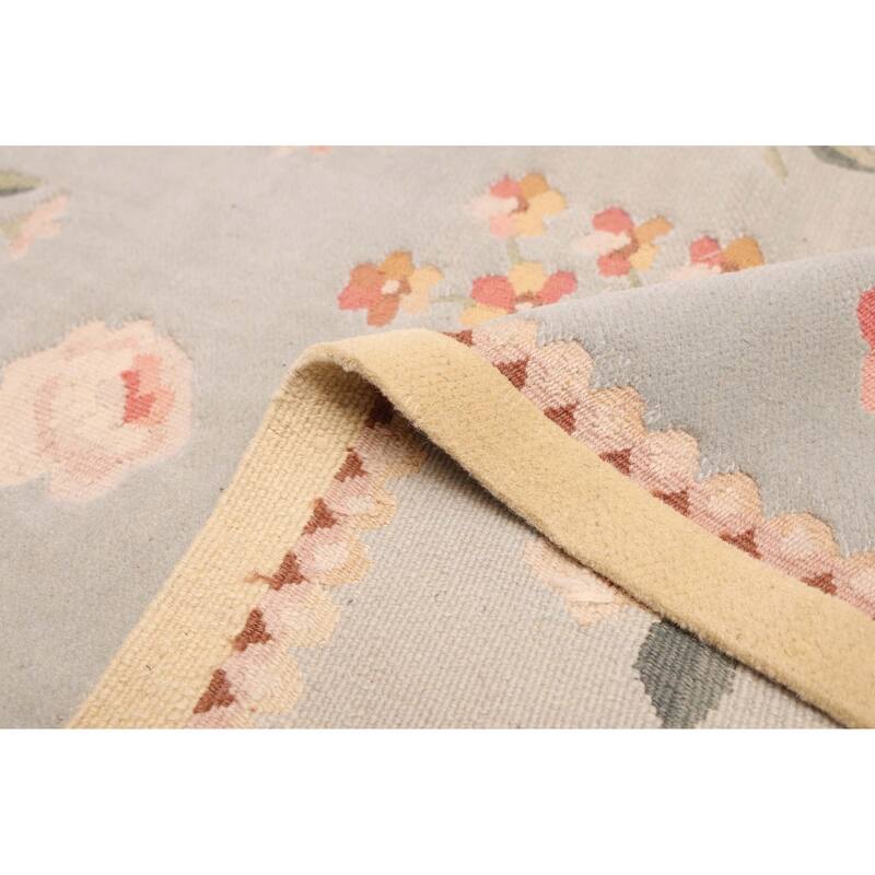 ECARPETGALLERY Hand-knotted Opulence Light Blue Wool Rug - 5'11 x 9'1