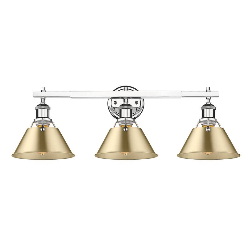Orwell 3-Light Vanity Light in Chrome with Brushed Champagne Bronze - Silver
