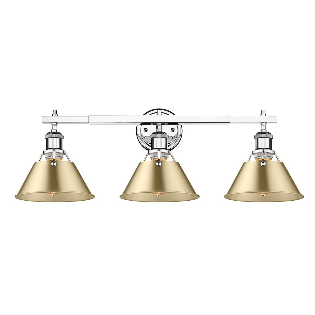 Orwell 3-Light Vanity Light in Chrome with Brushed Champagne Bronze - Silver