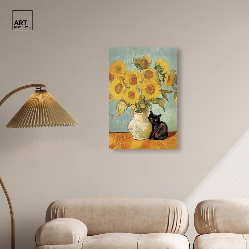 Sunflower Kitten Canvas by Art Remedy, Gallery Wrapped