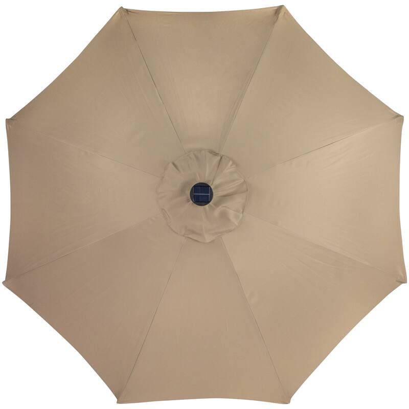 9ft Solar Lighted Outdoor Patio Market Umbrella with Hand Crank and Tilt