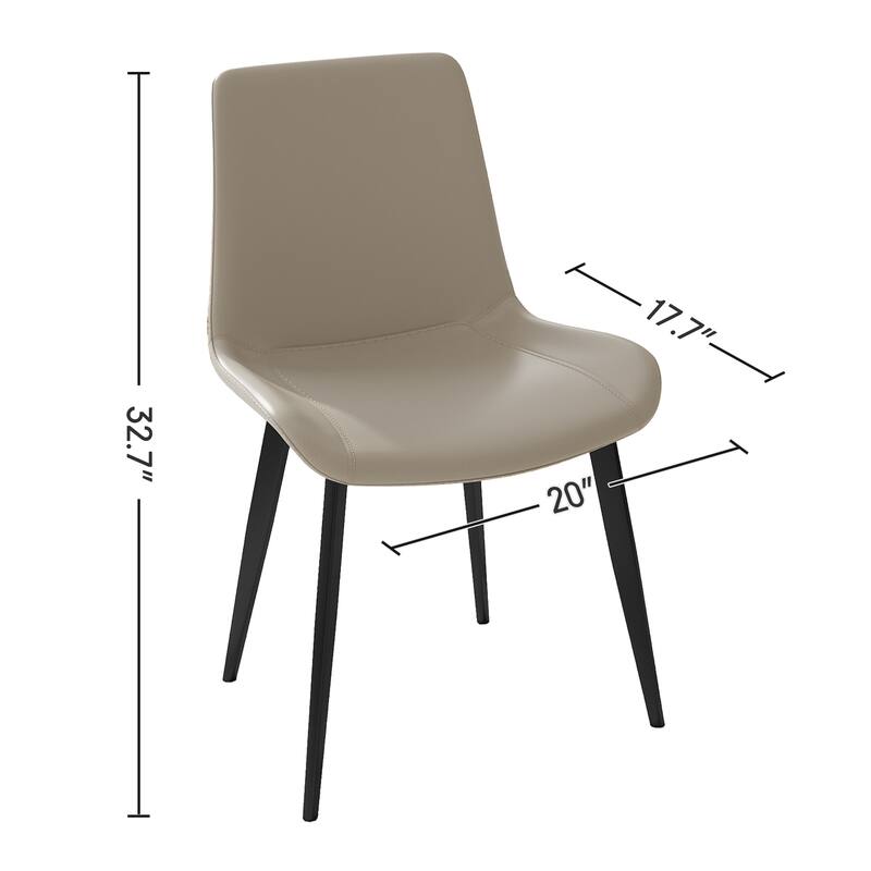 4 PCS Modern Dining Room Chairs, Upholstered Faux Leather Cushion Seat & Sturdy Metal Legs