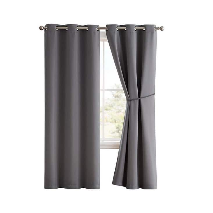 Home Sweet Home Dream Thermal Insulated Blackout Curtain Panels with Tie-Backs - 54" W  x 96" L - Light Grey