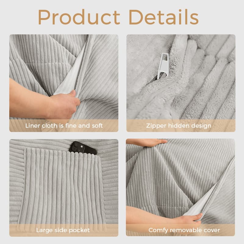 Giant Bean Bag, Corduroy Convertible Beanbag Folds from Lazy Chair to Floor Mattress Bed