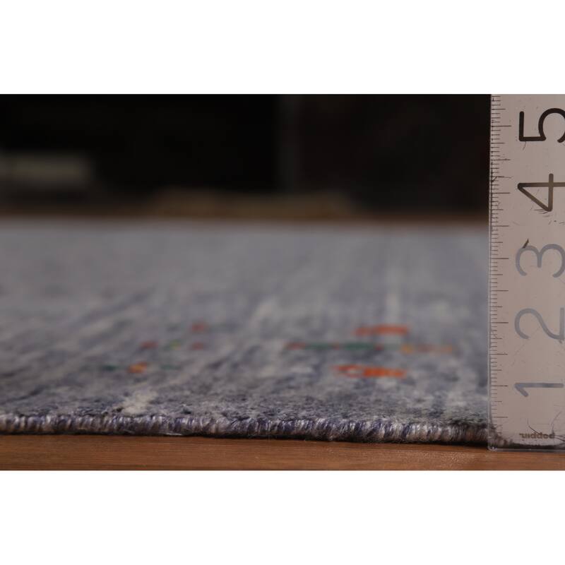 Hand Knotted Oriental 100% Wool Carpet Tribal Tribal Navy Blue & Blues Gabbeh Area Rug - 12' 1'' X 9' 1''