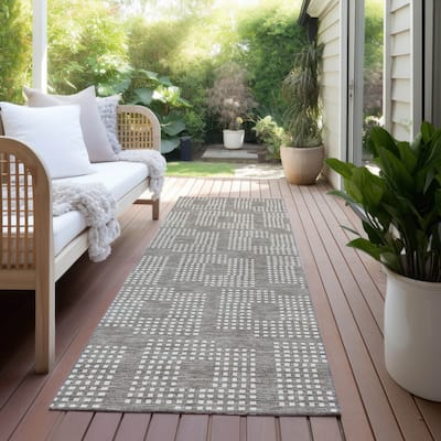 Machine Washable Indoor/ Outdoor Chantille Houndstooth Modern Rug