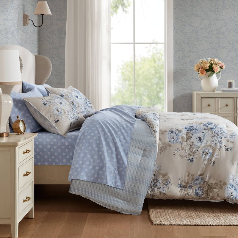 Madison Park Essentials Heather Vintage-inspired Collection floral print Comforter Set