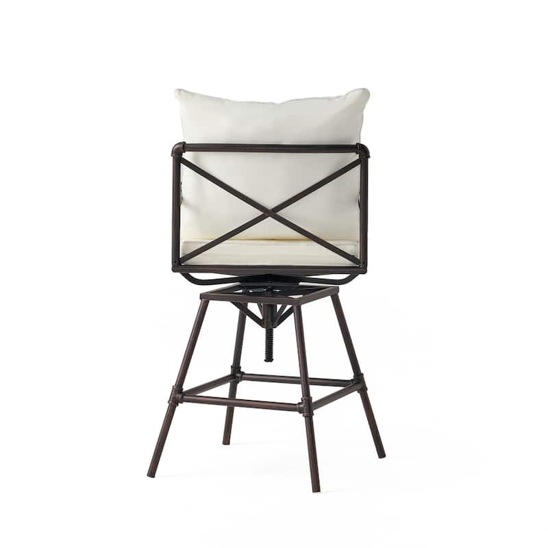 Northrup Pipe Outdoor Adjustable Barstool with Cushions by Christopher Knight Home