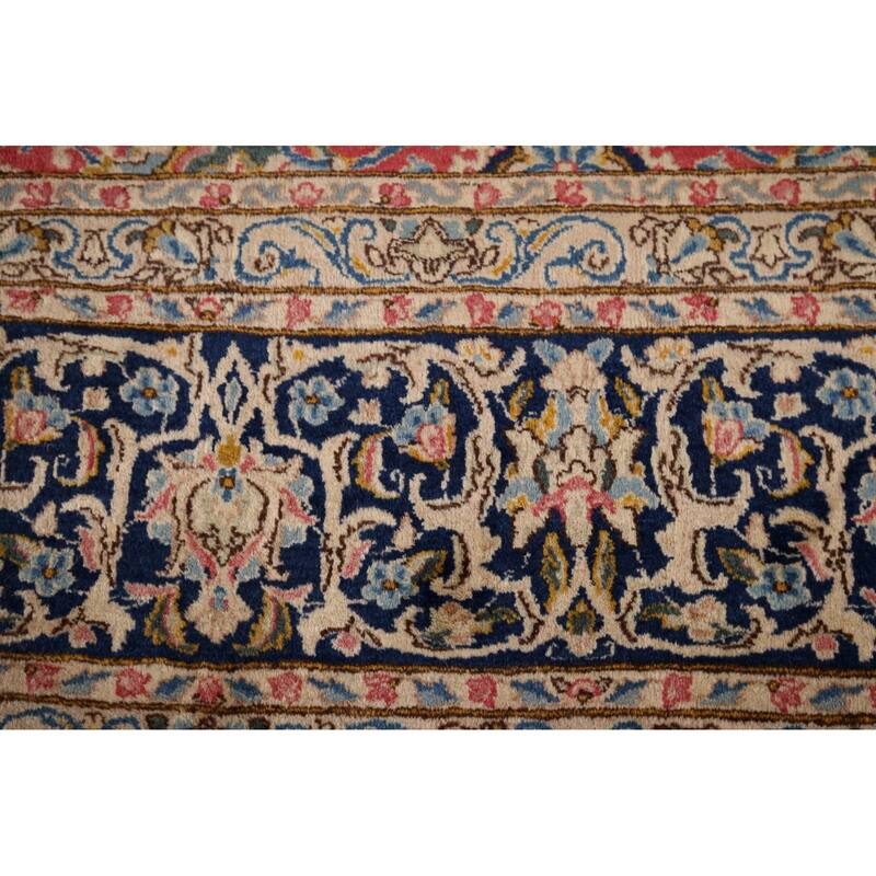 Vegetable Dye Kerman Large Vintage Persian Rug Handmade Wool Carpet - 9'9" x 13'9"