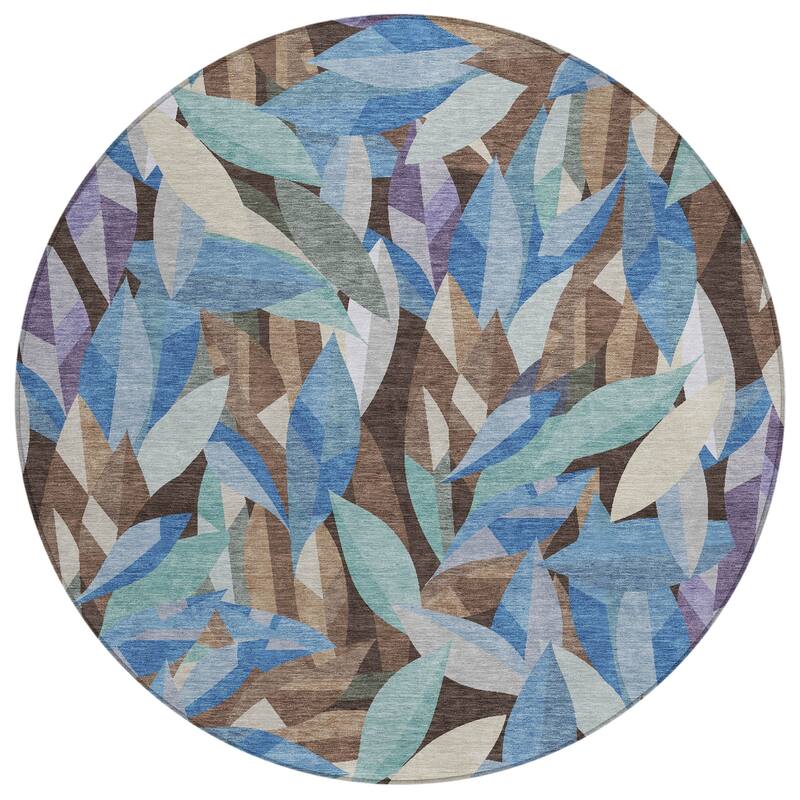 Machine Washable Indoor/ Outdoor Modern Floral Chantille Rug