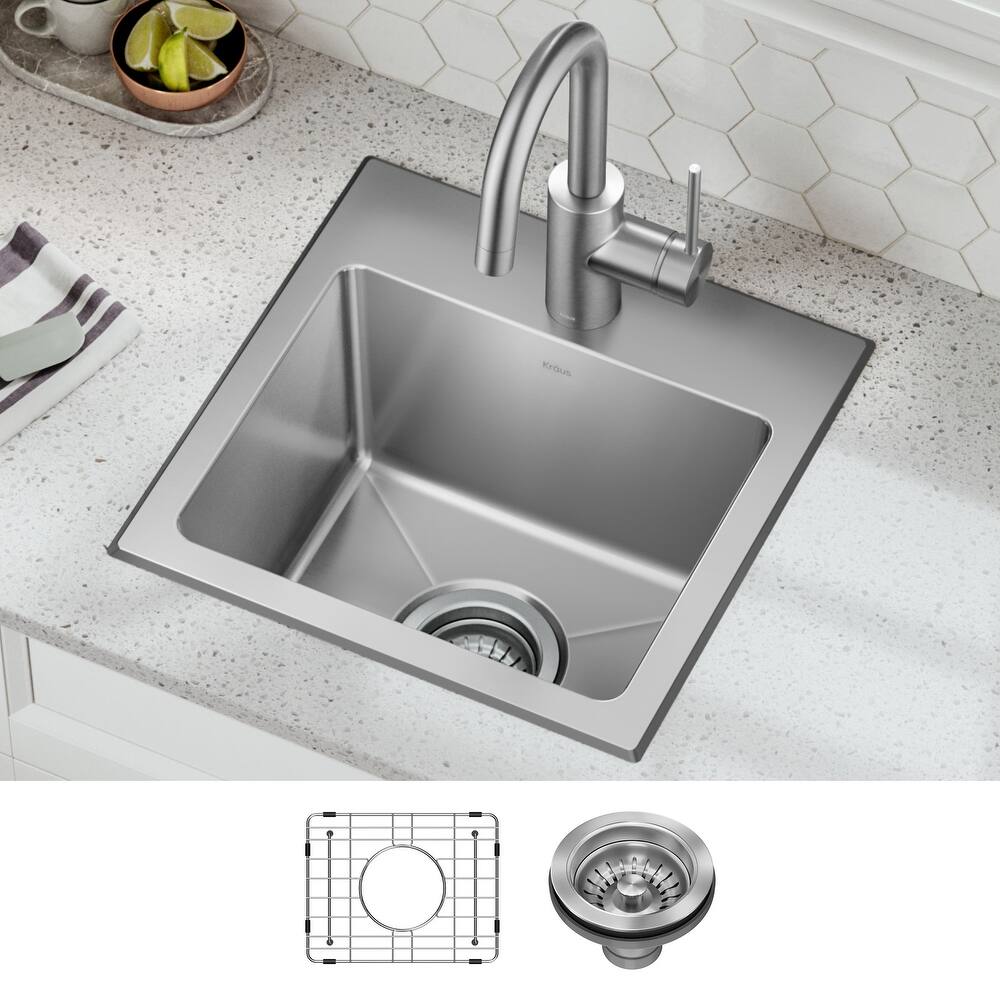 KRAUS Fairlane Drop In Top Mount 18 Gauge Stainless Steel Kitchen Sink