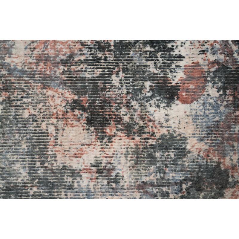 Hand Knotted Oriental Viscose Silk Carpet Modern Abstract Oranges & Rust Abstract Area Rug - 7' 10'' X 5' 6''