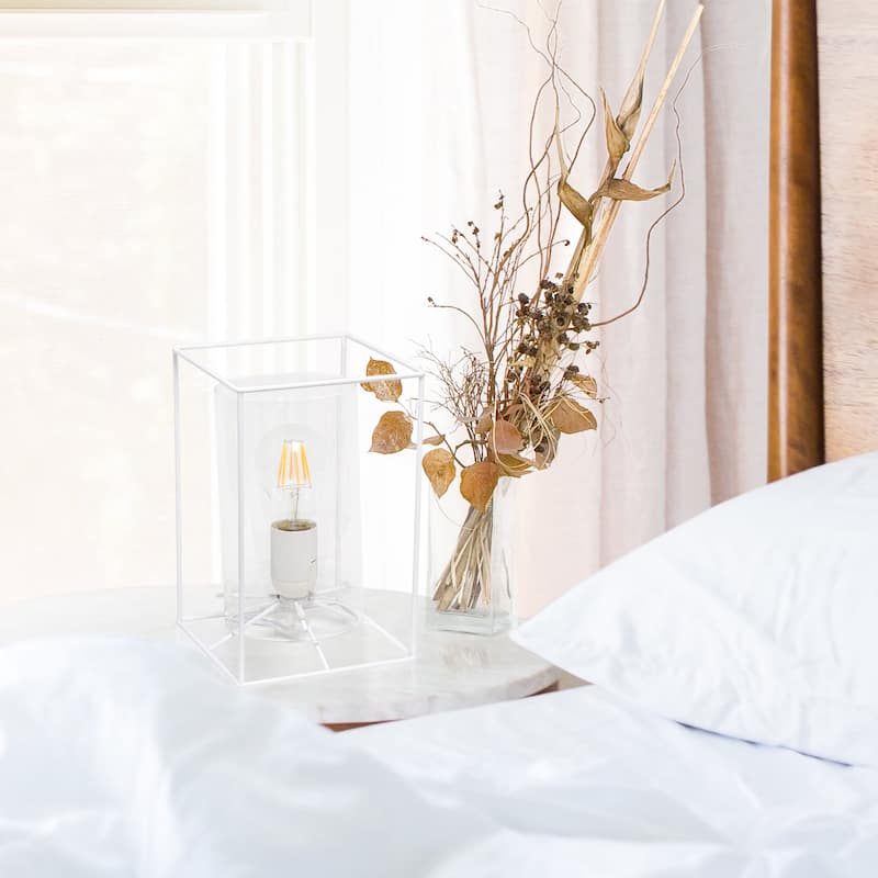 Lalia Home Framed Table Lamp with Clear Cylinder Glass Shade