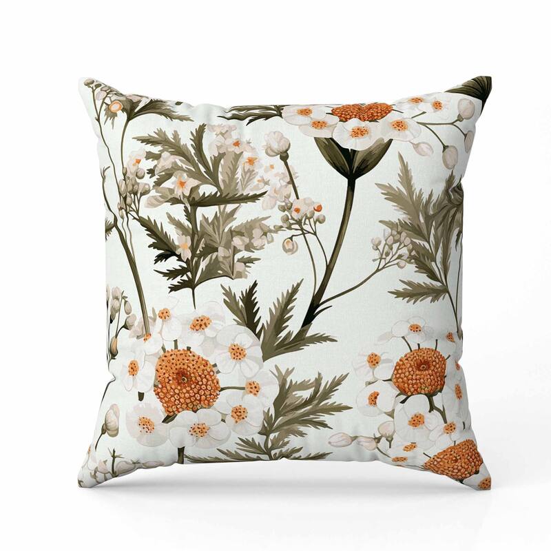 Millefolium Harmony Indoor/Outdoor Reversible Throw Pillow White and Olive