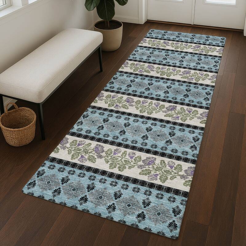 Machine Washable Indoor/ Outdoor Stripe Sochi Chantille Rug