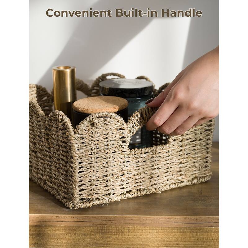 StorageWorks 2-pack Scalloped Edge Wicker Storage Baskets with Built-in Handles