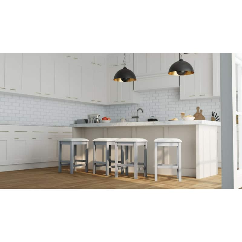 Backless Upholstered Counter Stools - 24.25" - Antique White - Set of 2